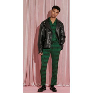 Wicked X Forever 21 Men's Plisse Green & Black Striped Pants Sze XL (Pants Only)